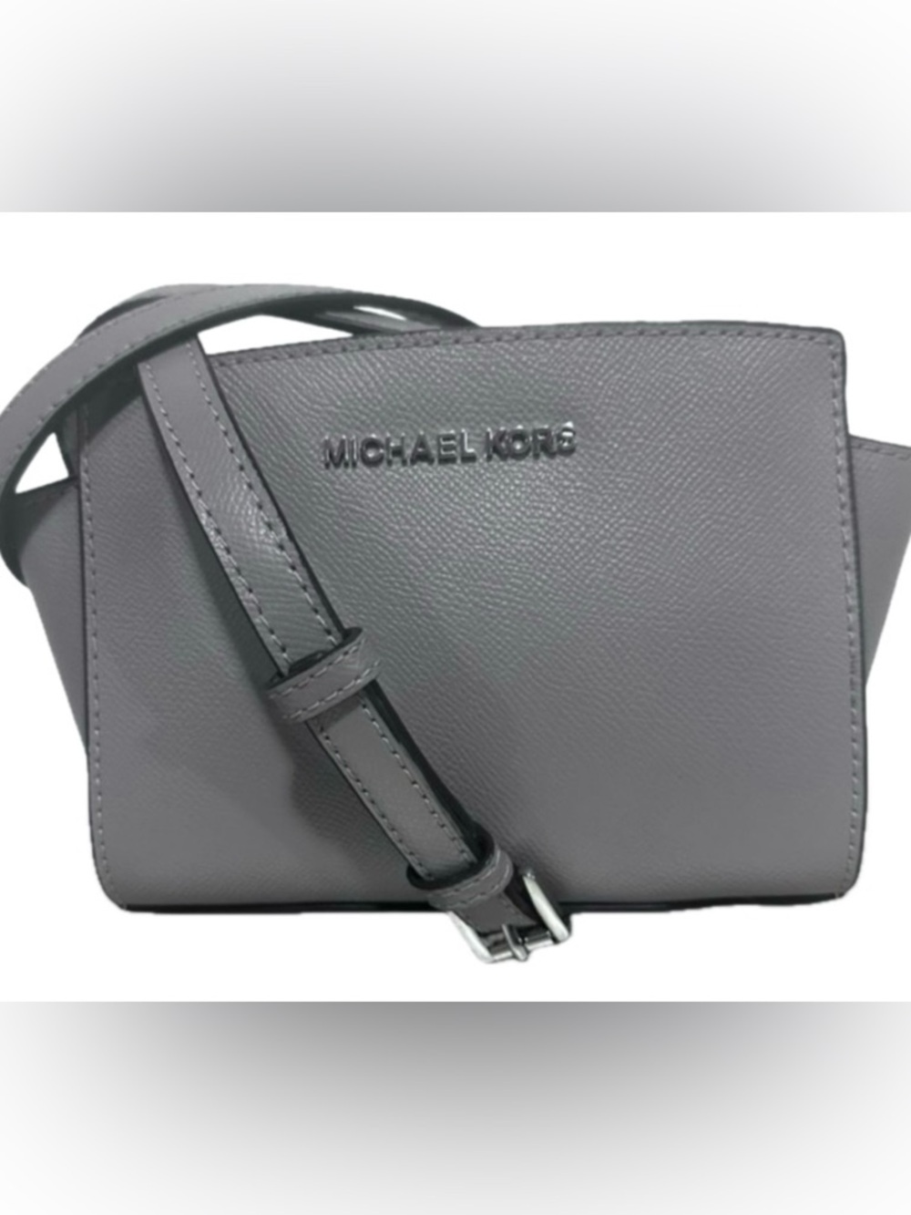 Michael Kors Gray Leather Mini Selma Messenger Crossbody Bag NWOT